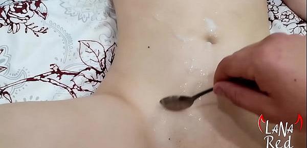  Big Tits Babe Eats Cum From A Spoon After Blowjob and Hard Rough Sex